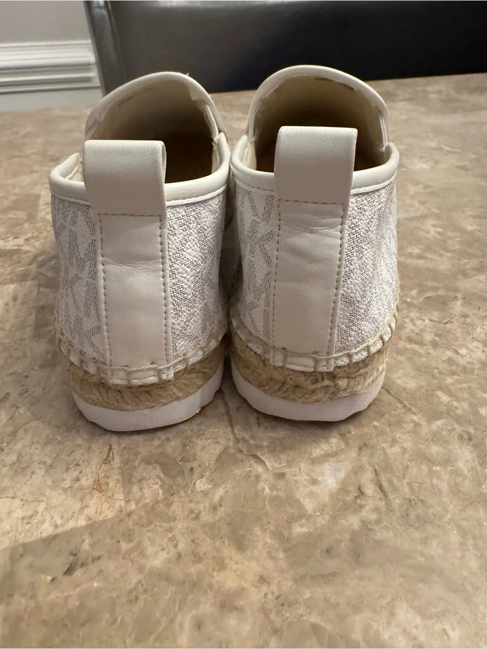 Michael Kors White Monogram Slip-Ons Size 9.5